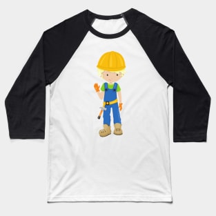 Construction Worker, Blond Hair, Cute Boy, Hammer Baseball T-Shirt